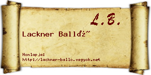 Lackner Balló névjegykártya